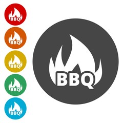 Flaming BBQ Party word design element 