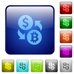 Dollar Bitcoin exchange color square buttons