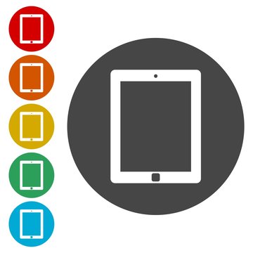 Tablet PC. Single flat icon on the circle 
