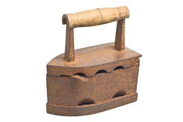 Old vintage Russian Soviet rusty iron isolated on a white background.