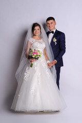Happy bride and groom on their wedding