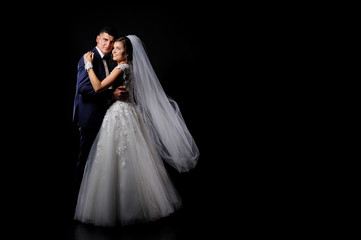 Happy bride and groom on their wedding