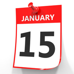 January 15. Calendar on white background.