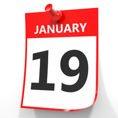January 19. Calendar on white background.