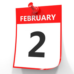 February 2. Calendar on white background.