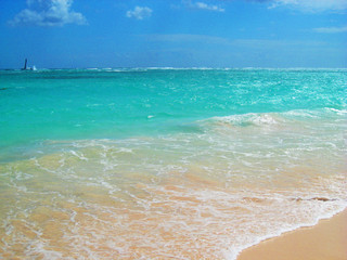 azure Caribbean Sea. coast of the Dominican Republic. Atlantic Ocean