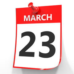 March 23. Calendar on white background.