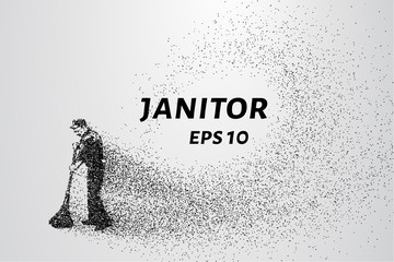 The janitor of the particles. The cleaner consists of small circles and dots. Vector illustration