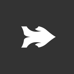 Arrow logo. Vector icon on black background