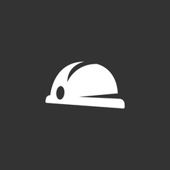 Hard hat logo. Vector icon on black background