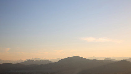 Fototapeta na wymiar Landscape of ridge mountains, sky sunset, sunrise, nature backg