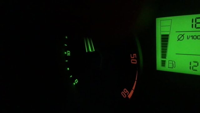 speedometer, cyclometer, tachometer sports car. Car instrument panel, showing rpm and high speed acceleration. 4K.