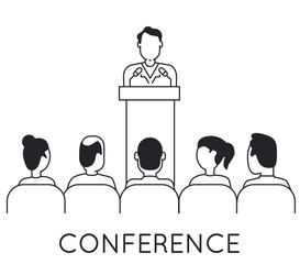 Linear Concept of Speaker at Business Conference and Presentation. Audience and Participants