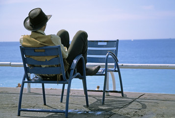 cowboy watching sea