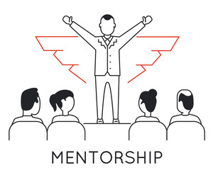 Linear Concept of Mentorship, Career Progress, Business People Training and Professional Consulting Service