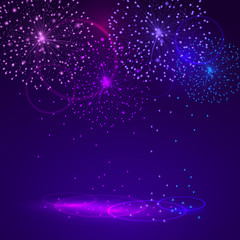 Vector background with colorful fireworks and light effect for design festive posters. File contains clipping mask...