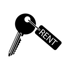 Rent key icon. Real estate construction property and investment theme. Isolated design. Vector illustration