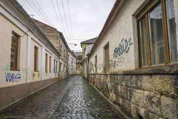 Fototapeta na wymiar Fortress Street in the Old City of Cluj, Romania