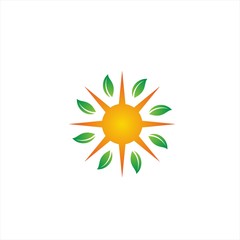 Fototapeta na wymiar green leaves sun life logo