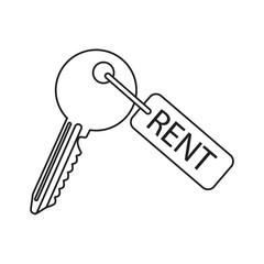 Rent key icon. Real estate construction property and investment theme. Isolated design. Vector illustration