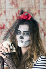 Young girl ready to celebrate Halloween