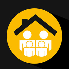 hand holding family person group design vector illustration