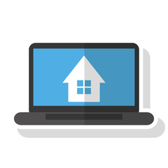 House inside laptop icon. Real estate construction property and investment theme. Isolated design. Vector illustration