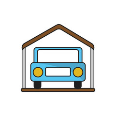 Car inside house icon. Real estate construction property and investment theme. Isolated design. Vector illustration