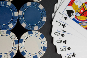 Poker chips and cards. High resolution image.