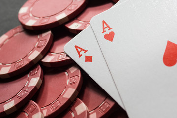 Poker chips and cards. High resolution image.