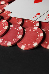 Poker chips and cards. High resolution image.
