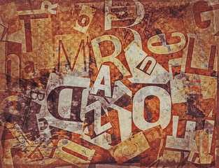 grunge collage of letters background