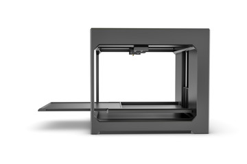 Rndering of black desktop 3d printer isolated on the white background.