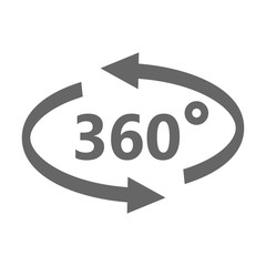 Simple icon 360 degrees. 360 Degrees View Vector Icon.