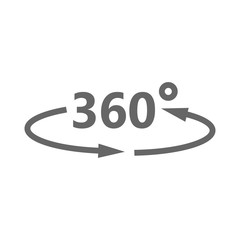 Simple icon 360 degrees. 360 Degrees View Vector Icon.