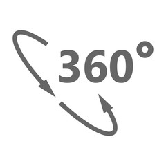 Simple icon 360 degrees. 360 Degrees View Vector Icon.