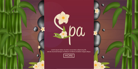 Spa salon gift certificate. Wood texture. Vector illustration.
