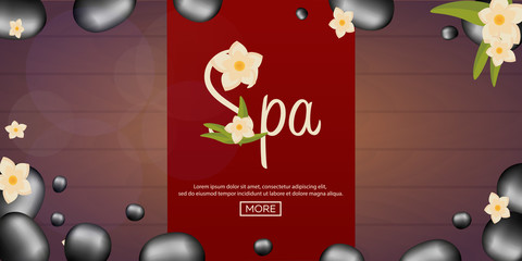 Spa salon gift certificate. Wood texture. Vector illustration.