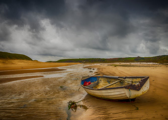 The boat on the beach -. Aberffraw, Anglesey, Wales. 