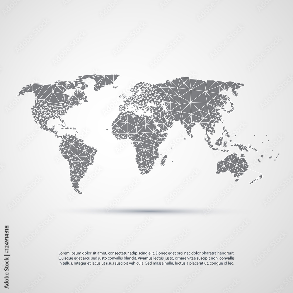 Poster cloud computing and networks, technology concept with world map - abstract global digital network co