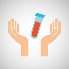 hands test tube lab blood medical icon vector illustration eps 10