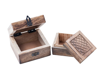 Old wooden boxes, half open