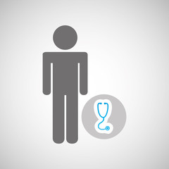 silhouette man with stethoscope health graphic vector illustration eps 10