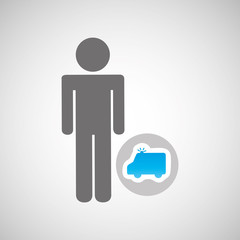 silhouette man ambulance support medical with graphic vector illustration eps 10