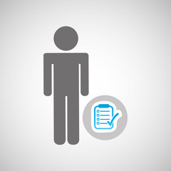 silhouette man with checklist report graphic vector illustration eps 10