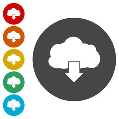 Cloud download icon flat design vector illustration