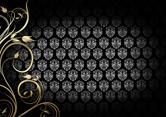 Fundo arabesco preto com dourado