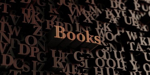 Books - Wooden 3D rendered letters/message.  Can be used for an online banner ad or a print postcard.