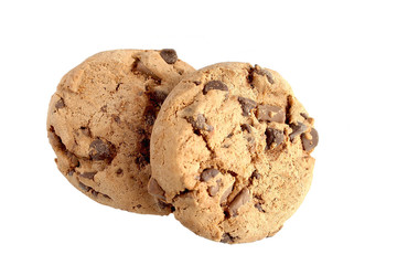 Chocolate chip cookies isolated on white background
