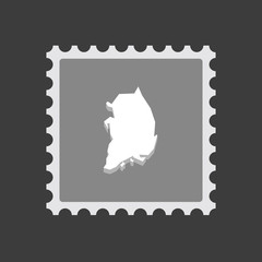 Isolated mail stamp icon with  the map of South Korea